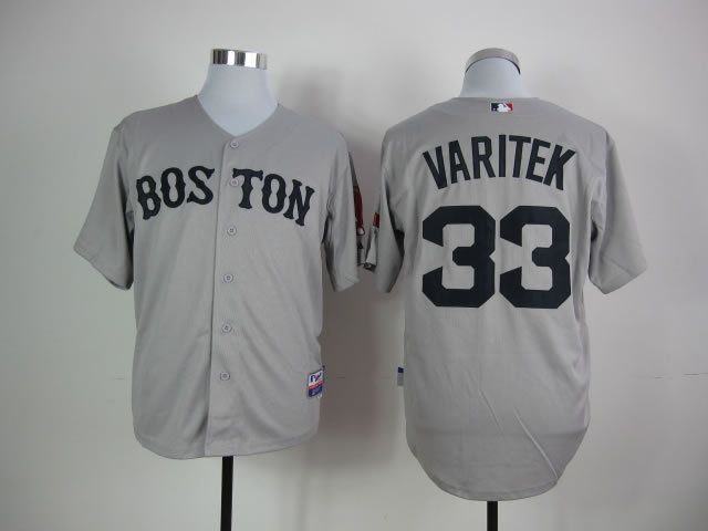 Men Boston Red Sox 33 Varitek Grey MLB Jerseys